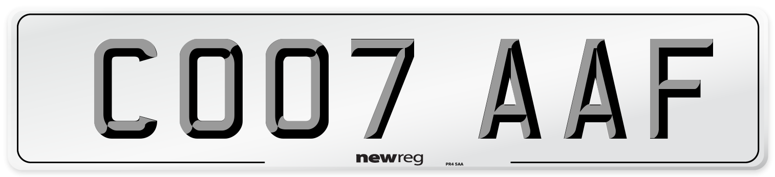 CO07 AAF Number Plate from New Reg
